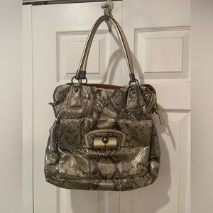 Coach 14918 Kristin Metallic Embossed Python Tote Bag Limited Edition